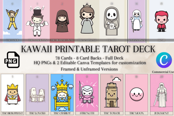 Download Kawaii Printable Tarot Deck | 78 Cards - Kawaii printable Collection