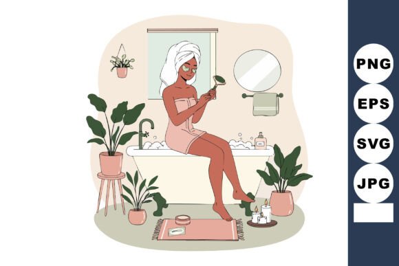 Download Woman Enjoying Self Care Routine in Bath - Premium Bundle