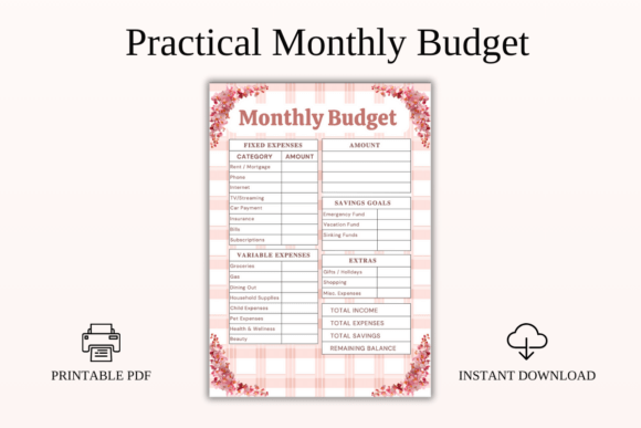 Download Practical Monthly Budget PDF Printable - Pdf printable Collection